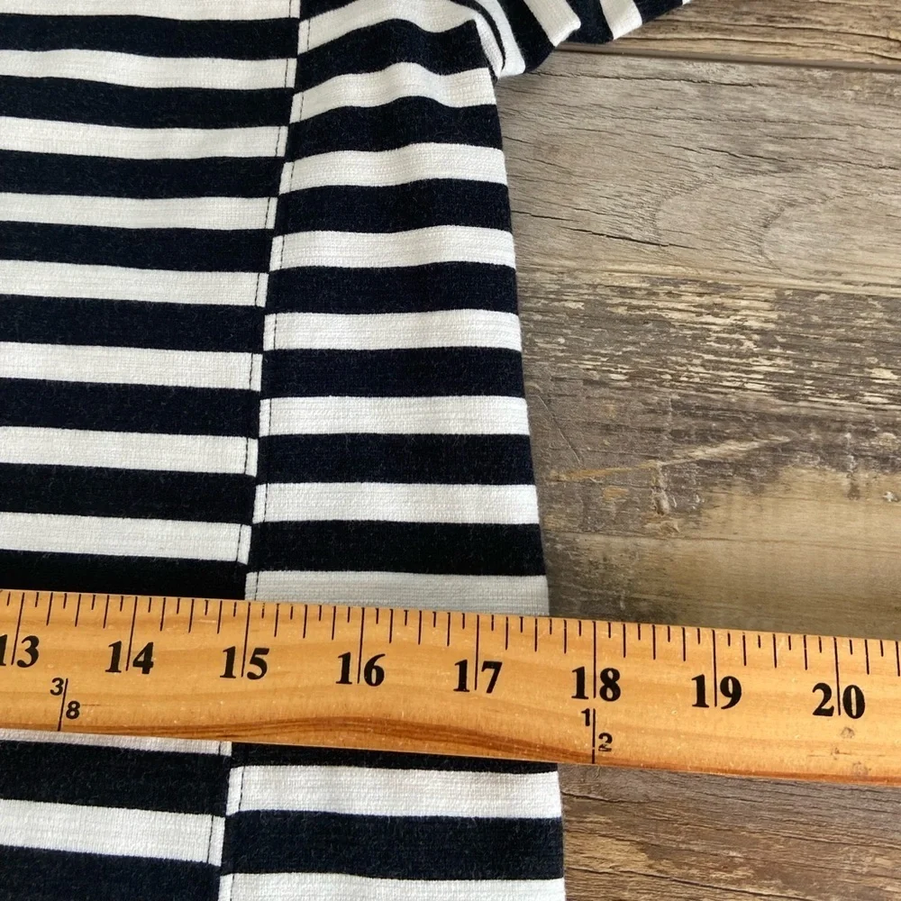 J. Crew Stripe‎ Knit Shift Midi Dress Size S Black & White Office Career Classic